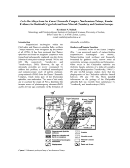 Os-Ir-Ru Alloys from the Kunar Ultramafic Complex, Northeastern Taimyr, Russia: Evidence for Residual Origin Inferred from Mineral Chemistry and Osmium Isotopes