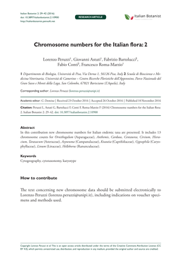 ﻿Chromosome Numbers for the Italian Flora: 2