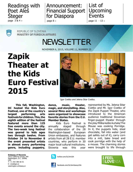 NEWSLETTER Zapik Theater at the Kids Euro Festival 2015