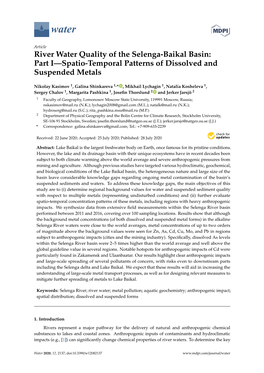 River Water Quality of the Selenga-Baikal Basin: Part I—Spatio-Temporal Patterns of Dissolved and Suspended Metals