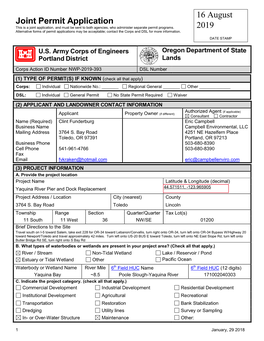 Joint Permit Application 16 August 2019