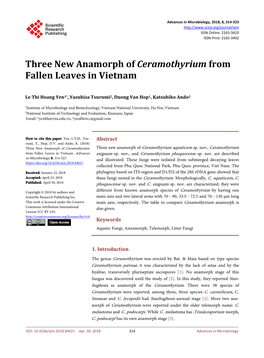 Three New Anamorph of Ceramothyrium from Fallen Leaves in Vietnam