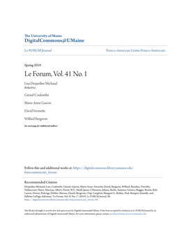 Le Forum, Vol. 41 No. 1 Lisa Desjardins Michaud Rédactrice