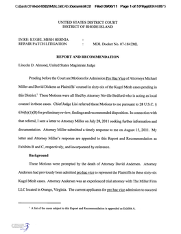 Case 1:07-Md-01842-ML-LDA Document 3622 Filed 09/06/11