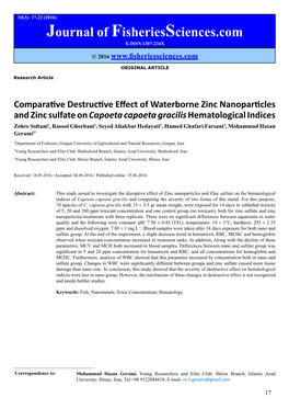 Comparative Destructive Effect of Waterborne Zinc Nanoparticles And