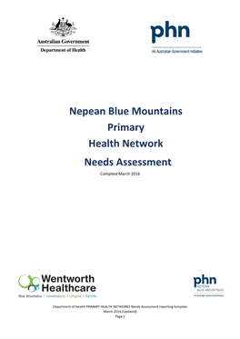 Nepean Blue Mountains Primary Health Network Needs Assessment Compiled March 2016