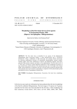 POLISHJOURNAL of ENTOMOLOG Y Morphology of the First Instar