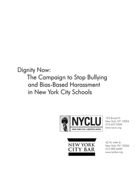 Dignity Now: the Campaign to Stop Bullying and Bias-Based Harassment in New York City Schools