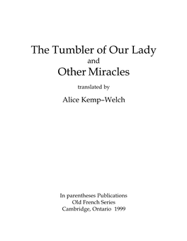 The Tumbler of Our Lady Other Miracles