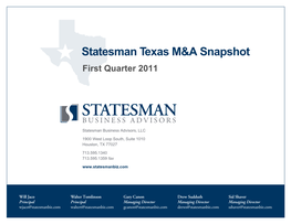 Statesman Texas M&A Snapshot