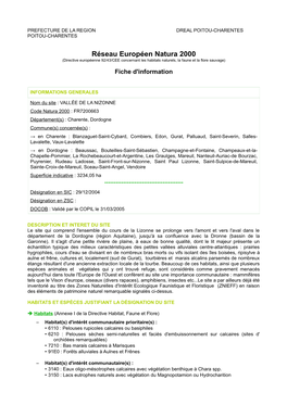 Réseau Européen Natura 2000 (Directive Européenne 92/43/CEE Concernant Les Habitats Naturels, La Faune Et La Flore Sauvage)