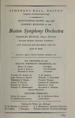 Boston Symphony Orchestra Concert Programs, Season 75, 1955-1956