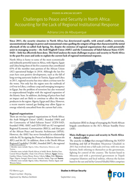 Challenges to Peace and Security in North Africa: Accounting for the Lack of Regional Institutional Response