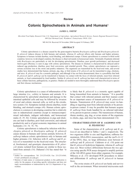 Colonic Spirochetosis in Animals and Humans²