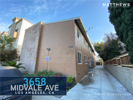 Midvale Ave Los Angeles, Ca Offering Memorandum 2 Matthews Real Estate Investment Servicestm Table of Contents