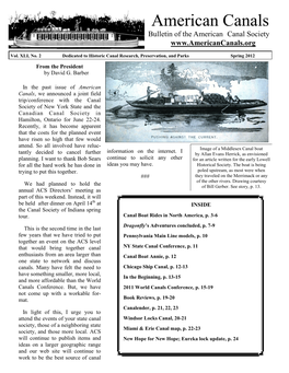 American Canals Bulletin of the American Canal Society