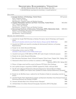 Shanmukha Ramakrishna Vedantam 820 West Marietta Street NW, Apt 1145, Atlanta, GA, USA +1-334-329-9834 • Vrama@Gatech.Edu •