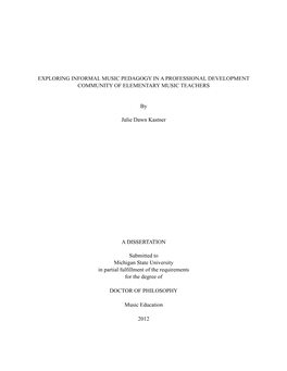 Exploring Informal Music Pedagogy in a Professional Development Community of Elementary Music Teachers Open PDF in Browser