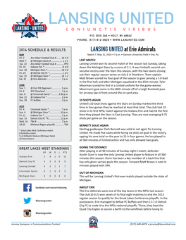 Lansing United LANSING Unitedat Erie Admirals