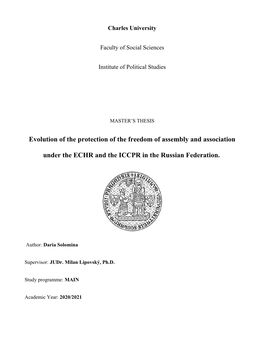 Evolution of the Protection of the Freedom of Assembly and Association Under the ECHR and the ICCPR in the Russian Federation
