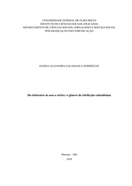 Do Teleteatro Às Narco Séries: O Gênero De Teleficção Colombiana