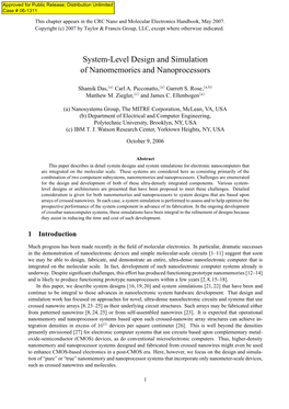 System-Level Design and Simulation of Nanomemories and Nanoprocessors