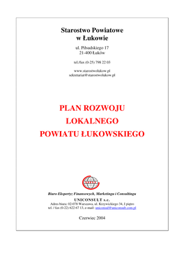 Plan Rozwoju Lokalnego Powiatu Łukowskiego