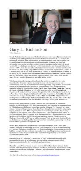 Gary L. Richardson Tulsa, Oklahoma