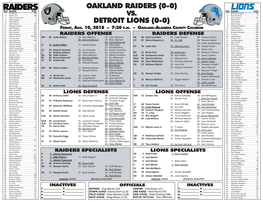 OAKLAND RAIDERS (0-0) NO NAME POS NO NAME POS 3 EJ Manuel