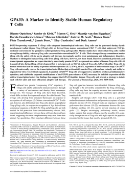 GPA33: a Marker to Identify Stable Human Regulatory T Cells