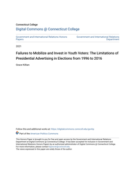 Failures to Mobilize and Invest in Youth Voters: the Limitations of Presidential Advertising in Elections from 1996 to 2016