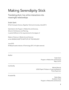 Making Serendipity Stick