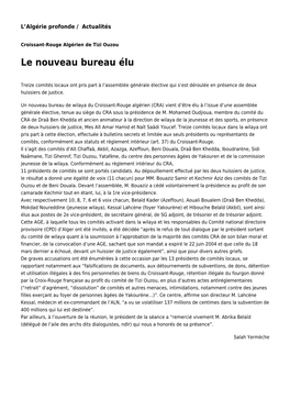 Le Nouveau Bureau Élu: Toute L'actualité Sur Liberte-Algerie.Com