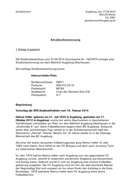 Straßenbenennung 1 Anlage (Lageplan)