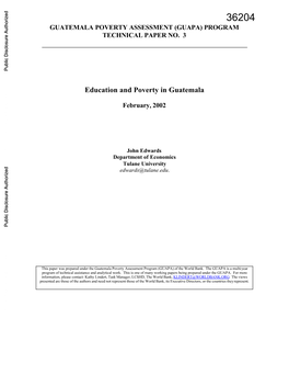 Education and Poverty in Guatemala