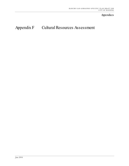 Appendix F Cultural Resources Assessment