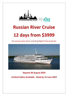 Russian River Cruise 12 Days from $3999