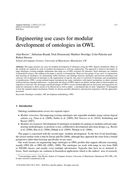 Engineering Use Cases for Modular Development of Ontologies in OWL