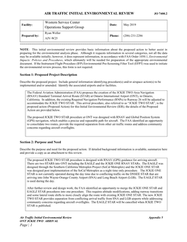 AIR TRAFFIC INITIAL ENVIRONMENTAL REVIEW Page