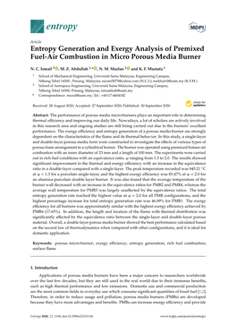 Entropy Generation and Exergy Analysis of Premixed Fuel-Air Combustion in Micro Porous Media Burner