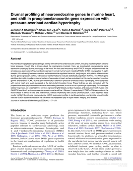 Diurnal Profiling of Neuroendocrine Genes in Murine Heart, and Shift In