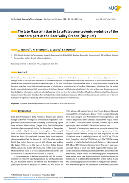 The Late Maastrichtian to Late Paleocene Tectonic Evolution of the Southern Part of the Roer Valley Graben (Belgium)