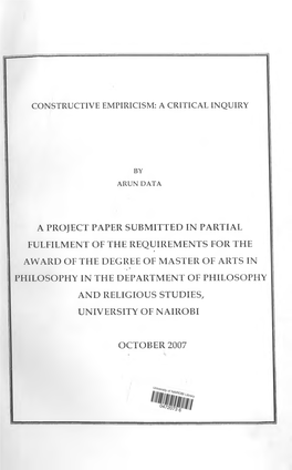 Constructive Empiricism: a Critical Inquiry