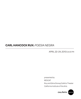 Carl Hancock Rux: Poesia Negra