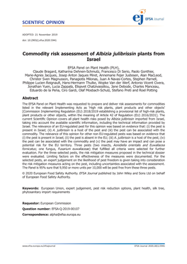 Commodity Risk Assessment of Albizia Julibrissin Plants from Israel