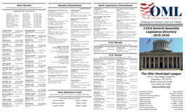 133Rd General Assembly Legislative Directory 2019-2020 the Ohio