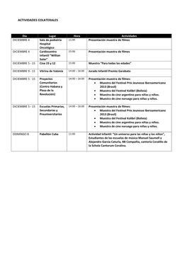 Actividades Colaterales