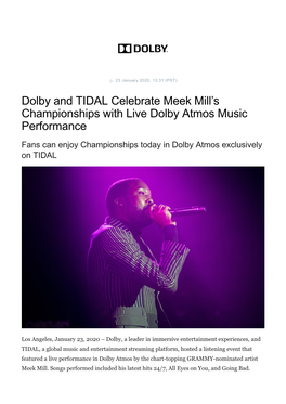 Dolby and TIDAL Celebrate Meek Mill's Championships with Live