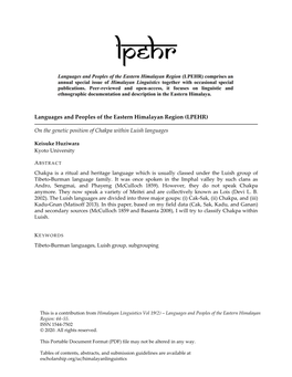 On the Genetic Position of Chakpa Within Luish Languages