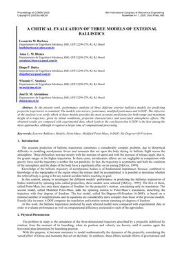 A Critical Evaluation of Three Models of External Ballistics